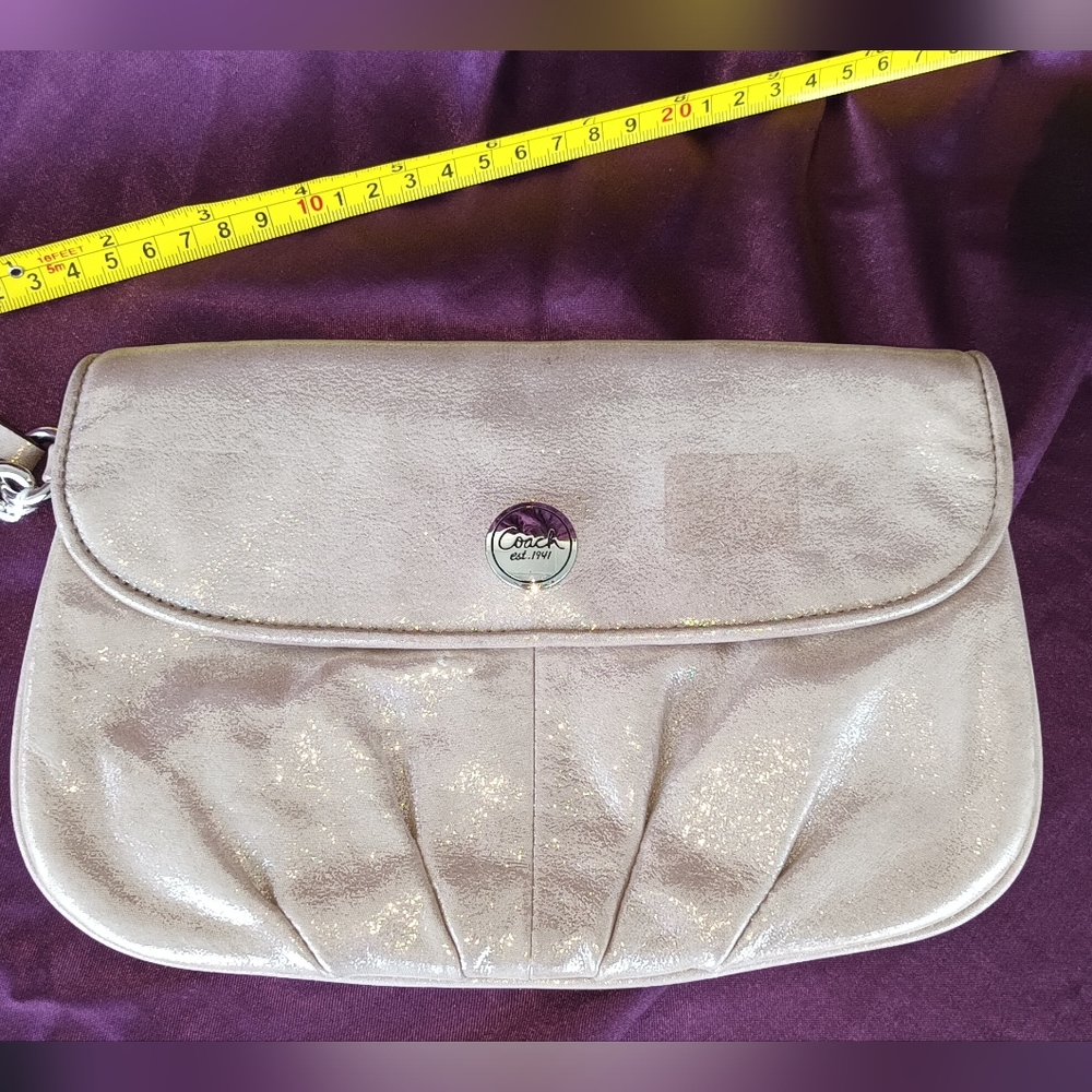 Coach Metallic Light Pink Wristlet Clutch